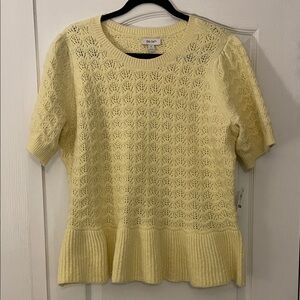 On 34th Light Daffodil Knit Peplum Sweater Top - Size 2X NWT great for Easter